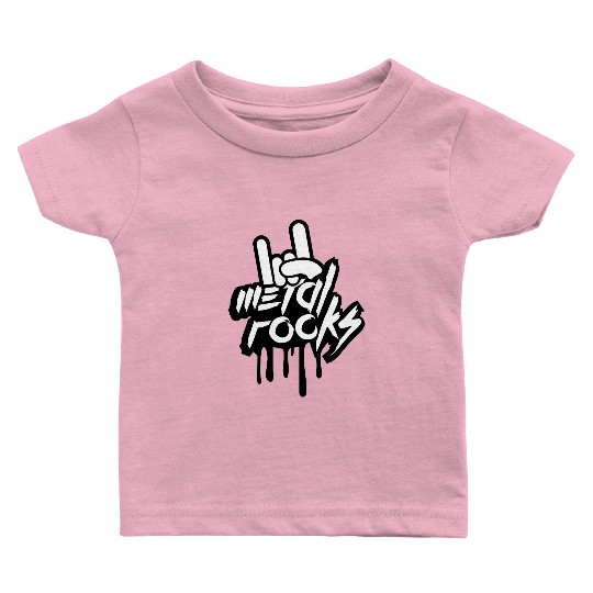 Heavy metal rocks graffiti spray drop hand gesture Baby T Shirts
