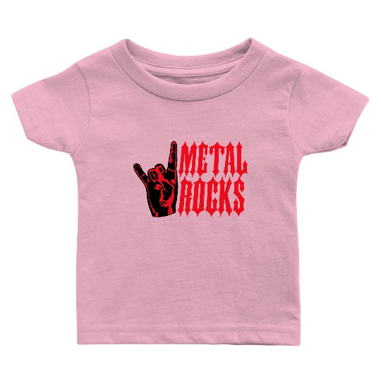Heavy metal rocks hard rock music fun hand gesture Baby T Shirts