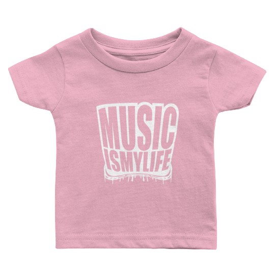 Music is my Life Love Saying Graffiti Spray Drops Baby T Shirts