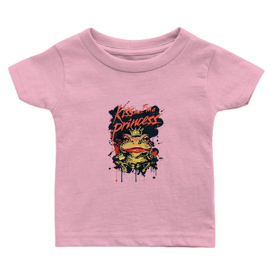 Kiss Me I'm A Princess Funny Frog Toad Baby T Shirts