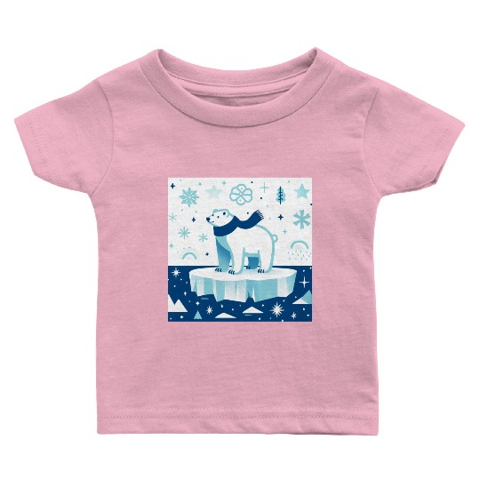 Polar Bear in Winter Wonderland Baby T Shirts