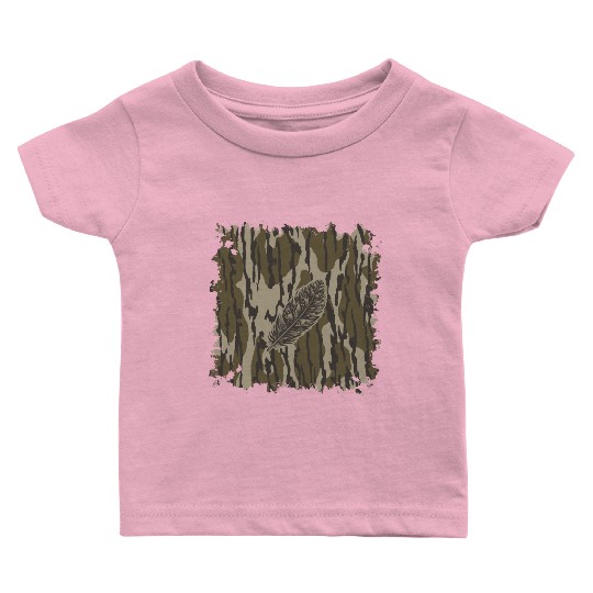 Turkey Feather Bottomland Camo Forest Camouflage Baby T Shirts