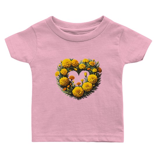 Marigold Flowers Baby T Shirts