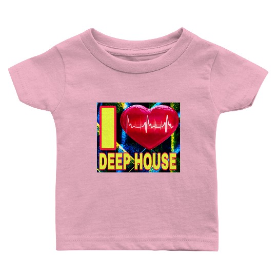 I LOVE DEEP HOUSE YELLOW FONTS Baby T Shirts