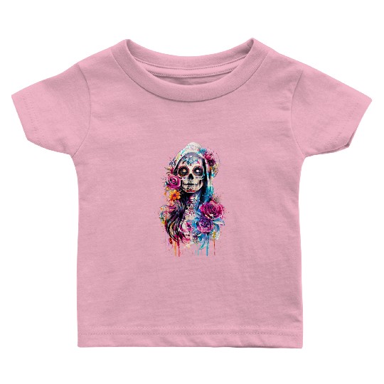 Santa Muerte Saint Mexican Folklore Dead Skull Baby T Shirts