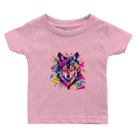 Majestic Pop Art Alpha Wolf - Vibrant Cool Baby T Shirts