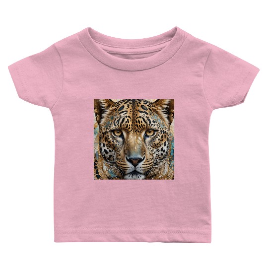 face of a leopard remixed with a beautiful pattern Baby T Shirts