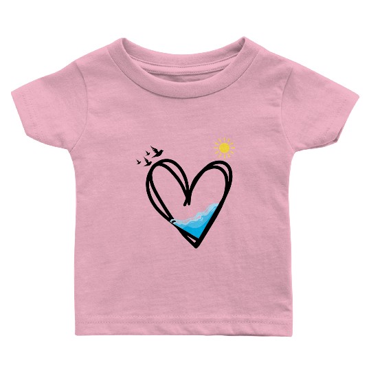 Heart with water and sun Baby T Shirts