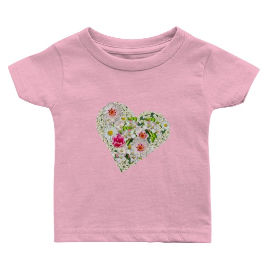 heart of flowers blossoms daisy tulip pink peony Baby T Shirts