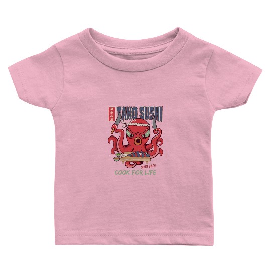 Octopus Sushi Bar Raw fish roll Takoyaki Baby T Shirts