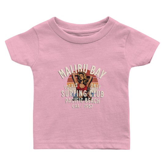 Malibu Bay Surfer Club Vintage Design Baby T Shirts