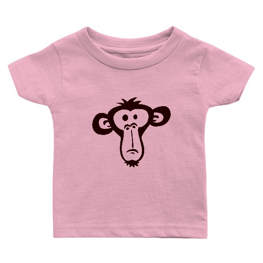 Sad Confused Monkey Head Funny Bored Primate Face Baby T Shirts