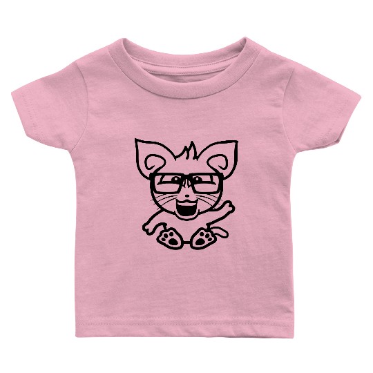 Nerd Cat Horn-rimmed Glasses Geek Smart Kitten Fun Baby T Shirts