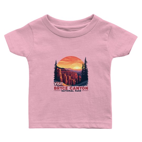 Bryce Canyon National Park Retro Illustraion V 01 Baby T Shirts
