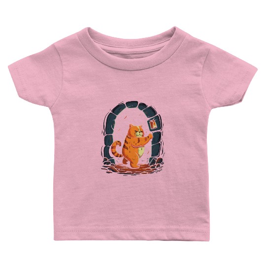 Funny Chubby Red Dungeon Cat Baby T Shirts