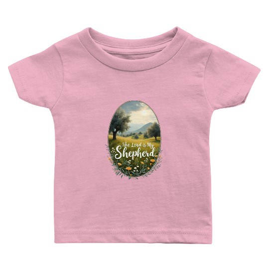 The Lord Is My Shepherd Peaceful Christian Artwork Baby T Shirts