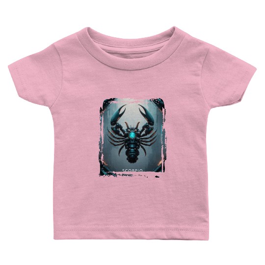 Zodiac sign Scorpio in cyberpunk era Future Baby T Shirts