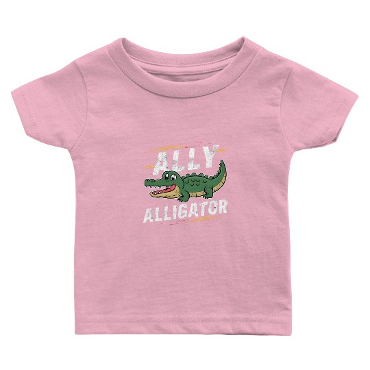 Funny Reptile Pride Month LGBT Ally Cute Alligator Baby T Shirts
