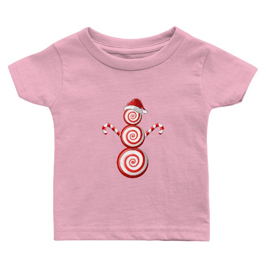 Funny Christmas Baby T Shirts Peppermint Candy Snowman