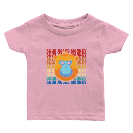 Retro Golden Snub Nosed Monkey Cute Monkey Face Baby T Shirts