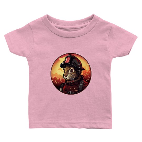 Rabbit Firefighter Baby T Shirts