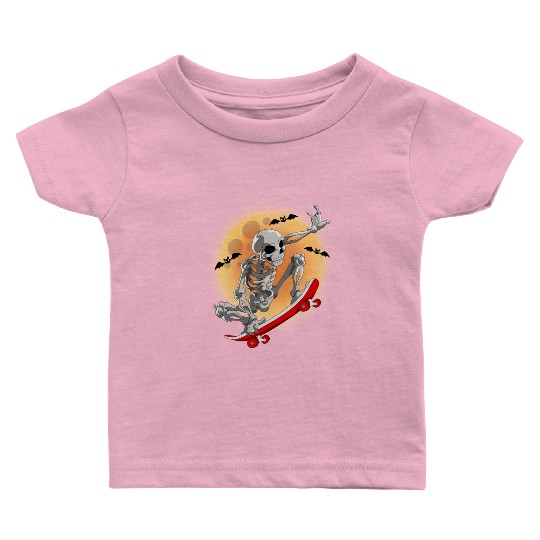 Skateboarding Skeleton Halloween Skater Skateboard Baby T Shirts