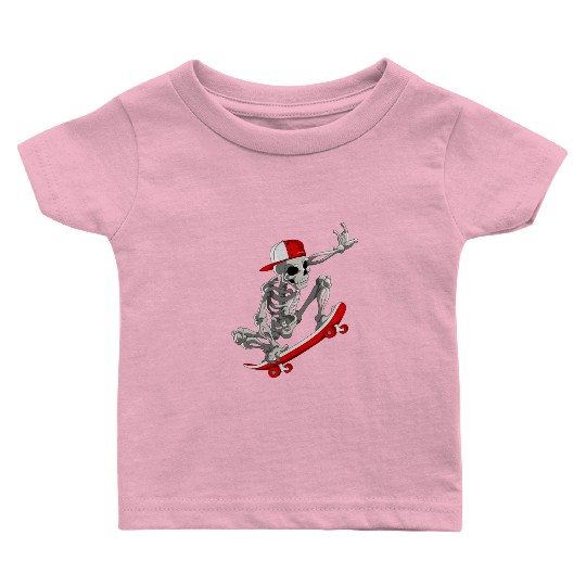 Skateboarding Skeleton Halloween Skater Skateboard Baby T Shirts