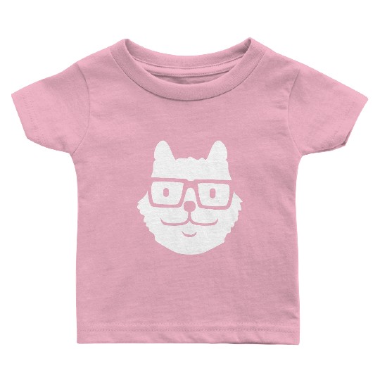 Nerd Cat Horn-rimmed Glasses Geek Smart Kitten Fun Baby T Shirts