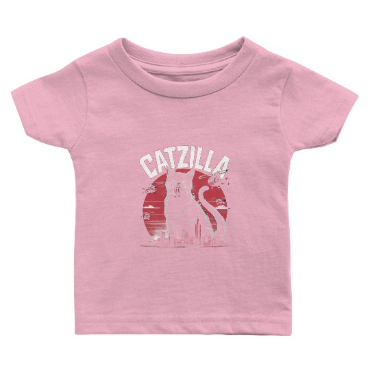Catzilla Attacks City Design Baby T Shirts