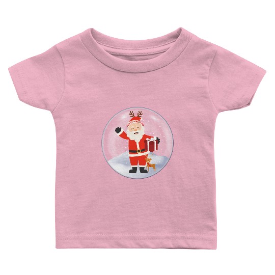 Santa’s Joy: Christmas Snow Globe Baby T Shirts