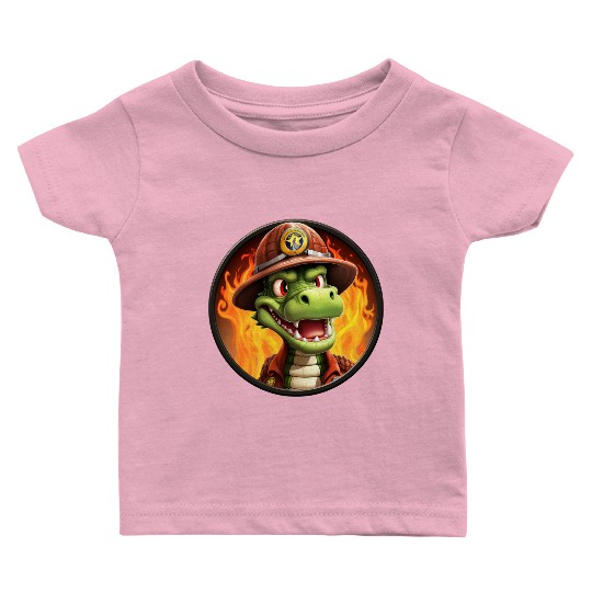 Crocodile Firefighter Baby T Shirts