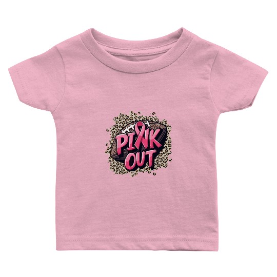 Pink Out Breast Cancer Football Coquette Bow Mom Baby T Shirts