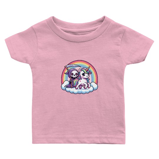 Cute Reaper And Unicorn Rainbow Baby T Shirts