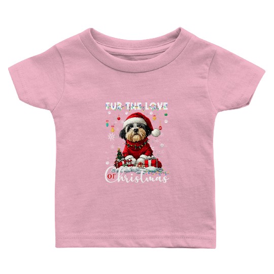 Shih Tzu Christmas Tree Lights Decorations Dog Baby T Shirts