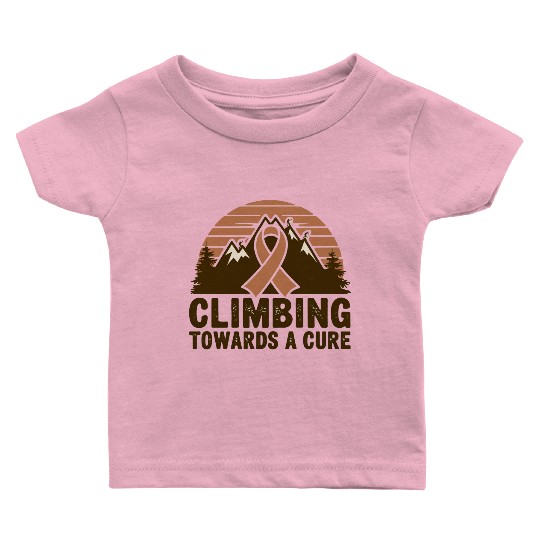 Mountain Climbing Cancer Awareness Retro Design Baby T Shirts