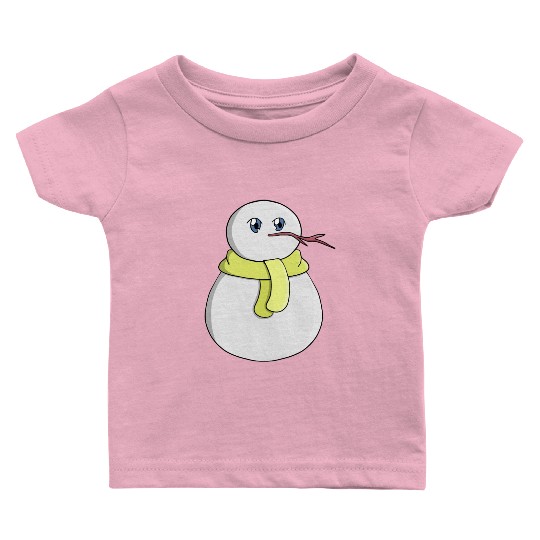Snowman wearing a yellow scarf Baby T Shirts