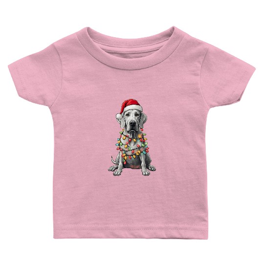 Great Dane Dog Christmas Hat Xmas Baby T Shirts