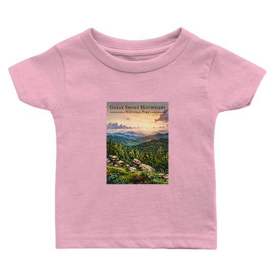 Sunset Serenity - Great Smoky Mountains Baby T Shirts