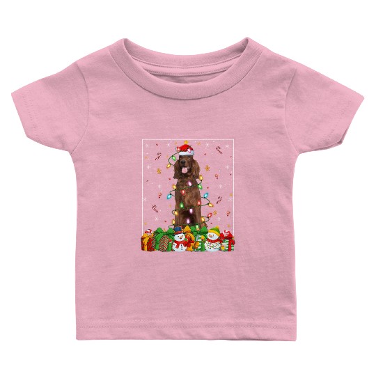 Irish Setter Dog Christmas Lights Baby T Shirts