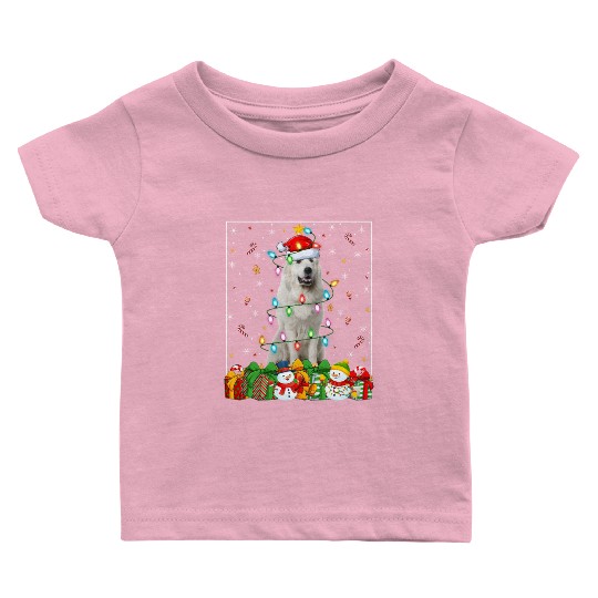 Great Pyrenees Dog Christmas Lights Baby T Shirts