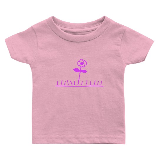 Pink Meadow Flower Spring Summer Grass Flowers Fun Baby T Shirts