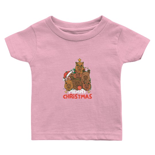 Capybara Christmas Tree Merry Christmas Baby T Shirts