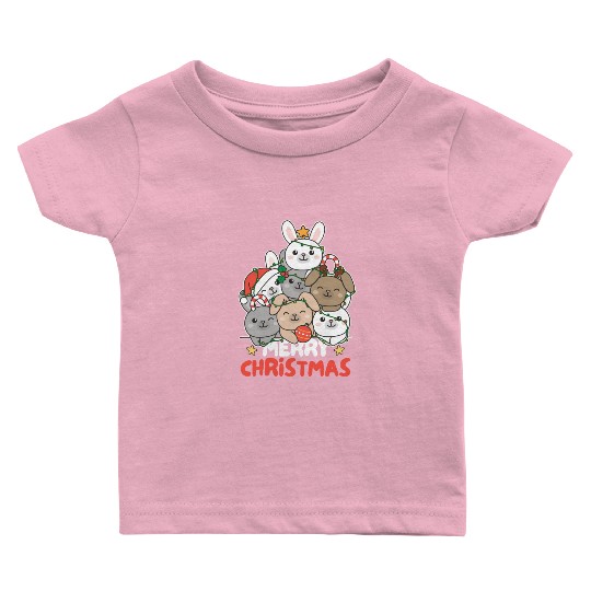 Bunny Christmas Tree Merry Christmas Baby T Shirts