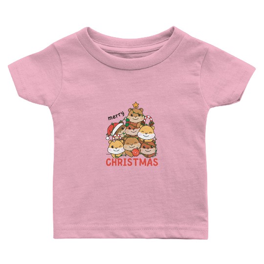 Hamster Christmas Tree Merry Christmas Baby T Shirts