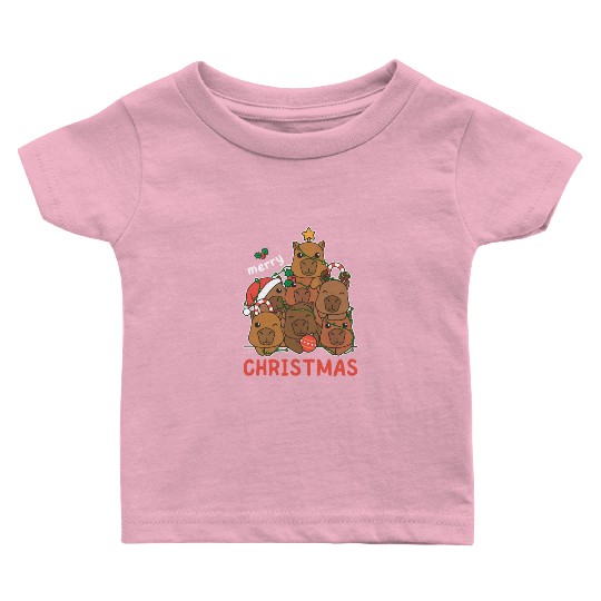 Capybara Christmas Tree Merry Christmas Baby T Shirts