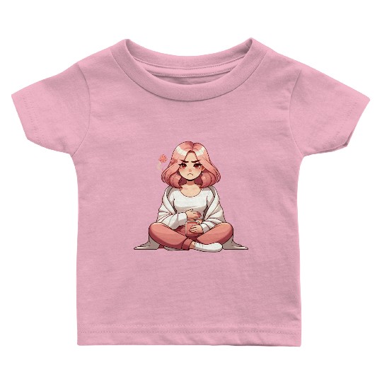 Cute Anime Girl with Mug and Flower Baby T Shirts