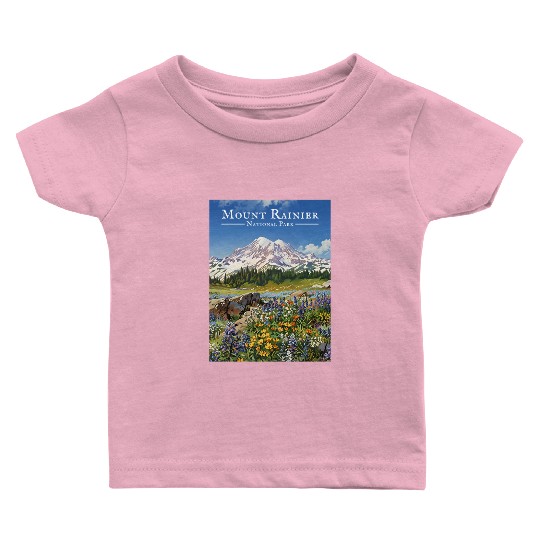 Mount Rainier Paradise Meadows Baby T Shirts