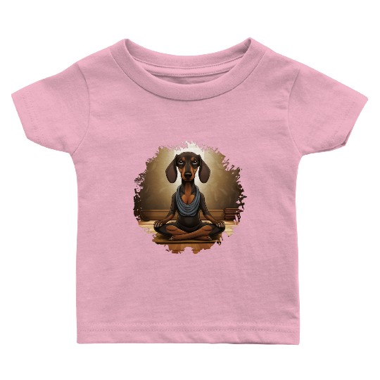 Dachshund Yoga Baby T Shirts