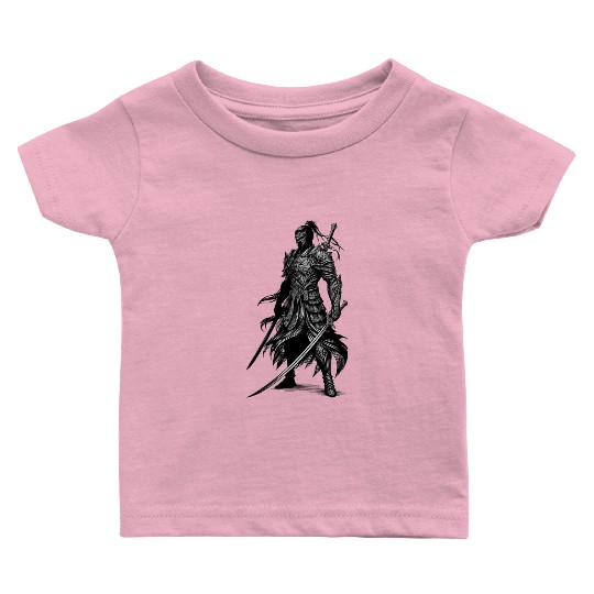 Black Warrior Sketch Power Fantasy Art 1 Baby T Shirts