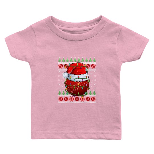 Cricket Ball Ugly Christmas Santa Hat Baby T Shirts